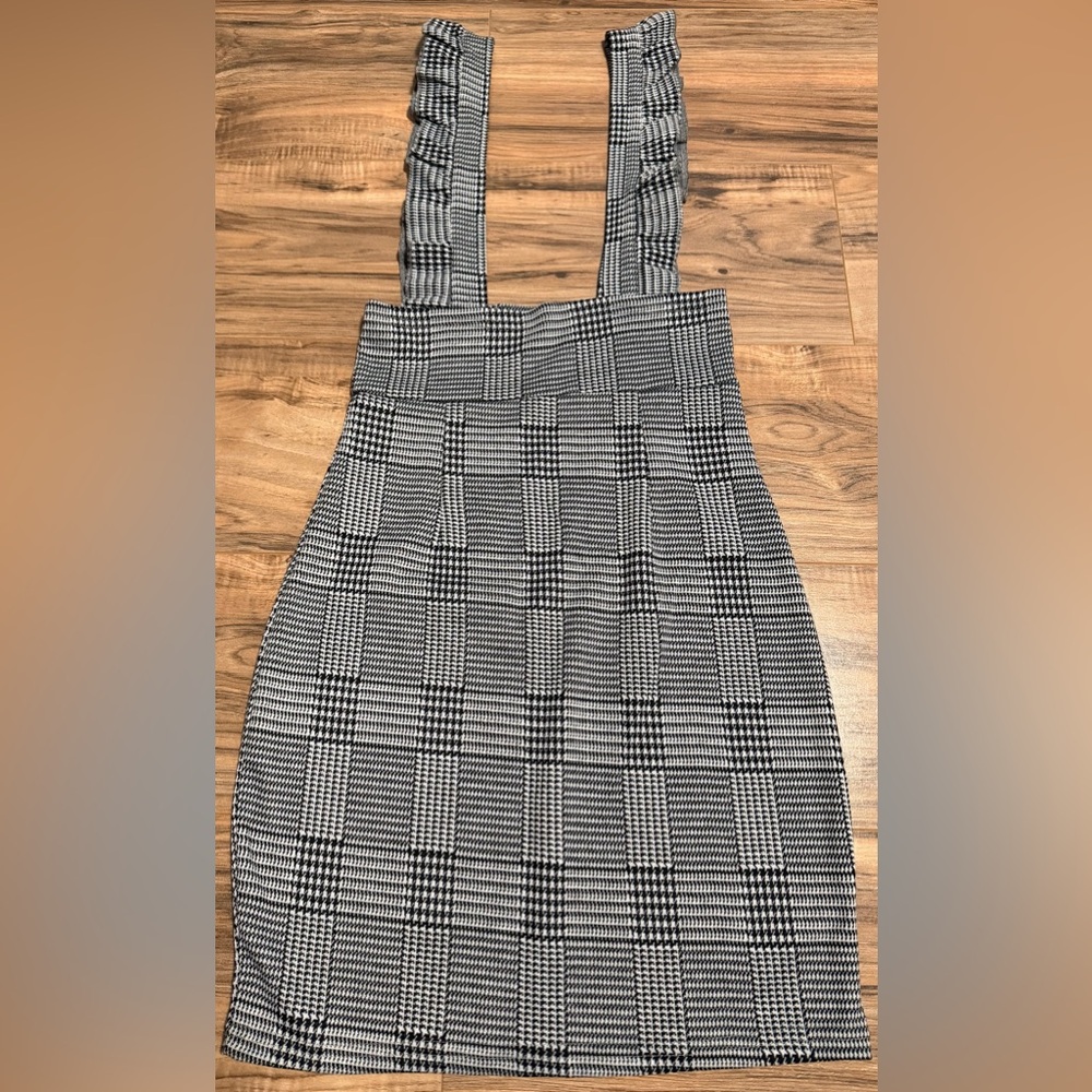 Elegant Black and White Plaid Mini Dress